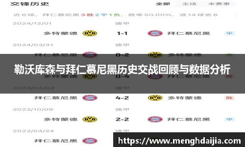 勒沃库森与拜仁慕尼黑历史交战回顾与数据分析